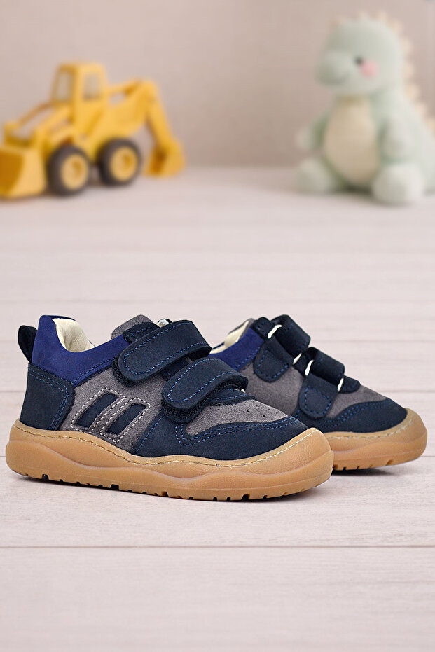 Schaggy Genuine Leather Navy Blue Baby Sneakers