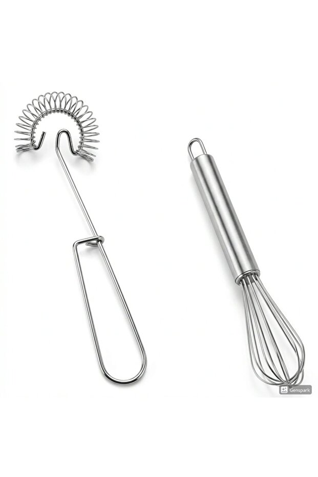 Steel Luxury 2-Piece Whisk Set Egg Cake Pastry Whisk