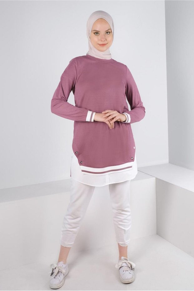EYE DETAILED CUFFS RUBBER TUNIC 43618