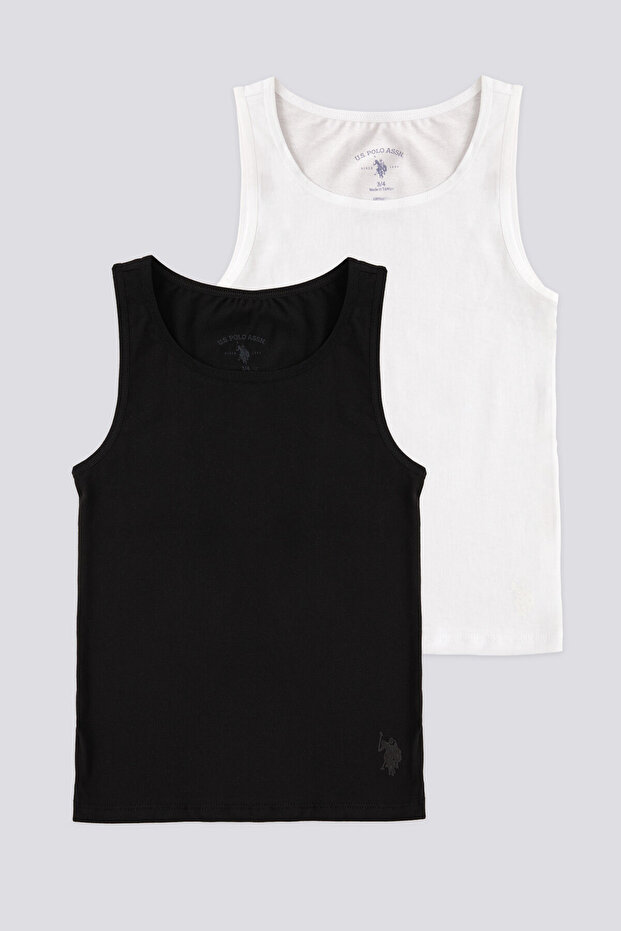 Girl's Basic Thick Strap Undershirt Black - 2