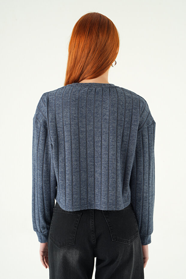 8259A V-Neck Blouse Indigo - 5