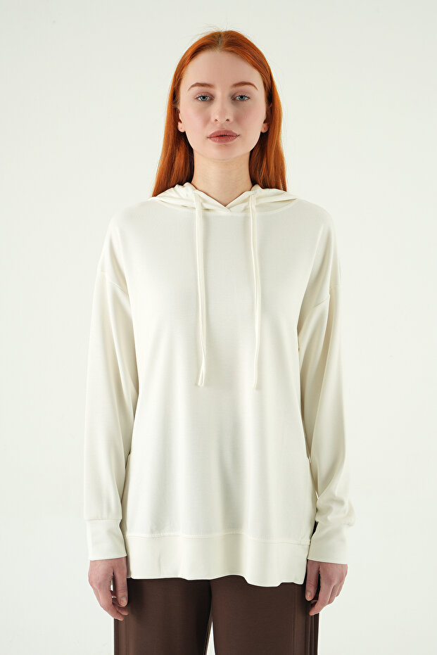 8309A Kapüşonlu Tunik Ekru - 2