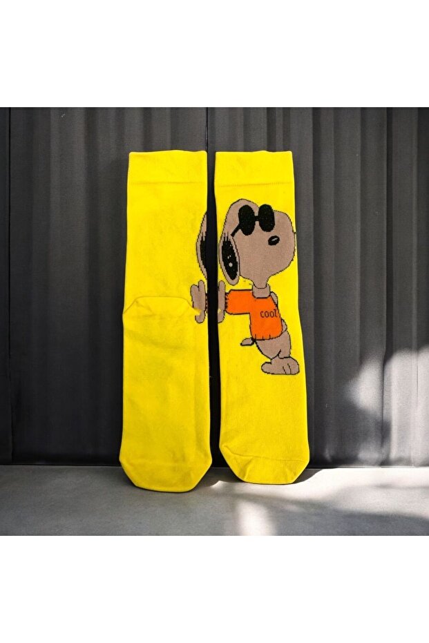 Snoopy Cartoon Character Patterned Cotton Socks