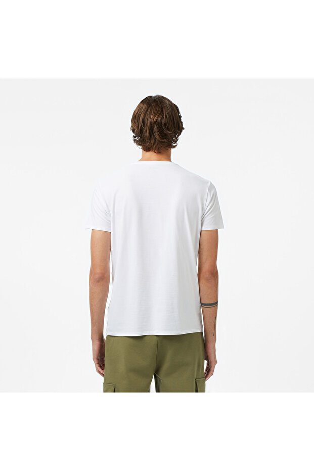 Erkek Slim Fit Bisiklet Yaka Beyaz T-Shirt - 5