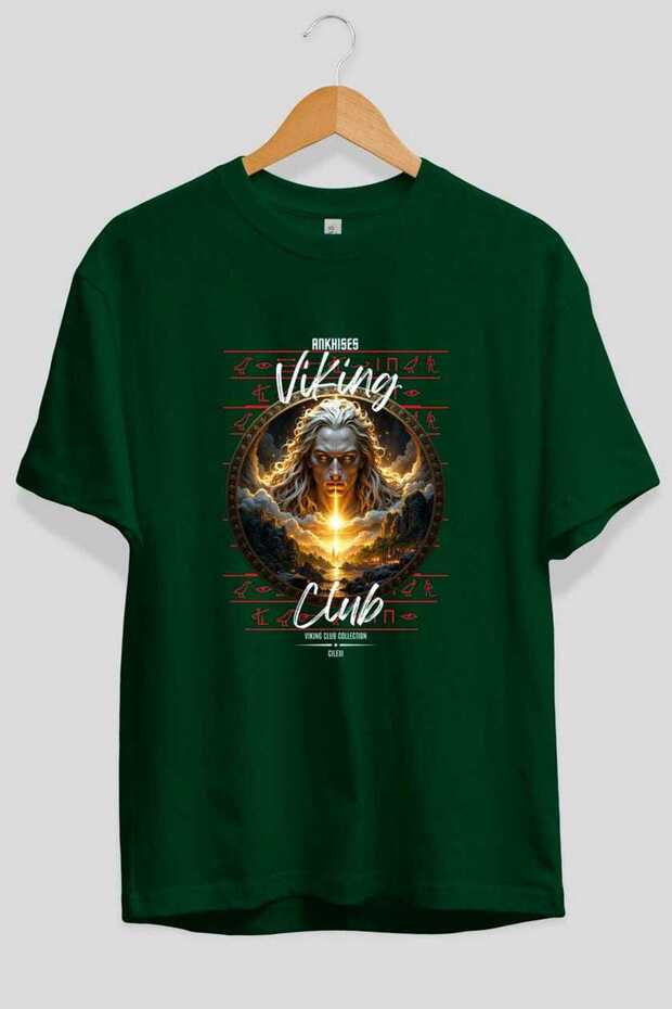 Viking Mythology 15 Pre-Printed Green Oversize T-Shirt Men Women Cotton Crew Neck Tee Shirt