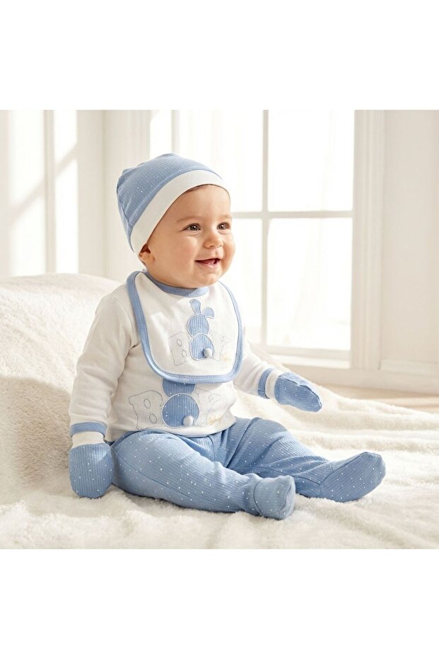 Men's 5-Piece Hospital Outpatient Bodysuit Set with Straps - 100% Cotton