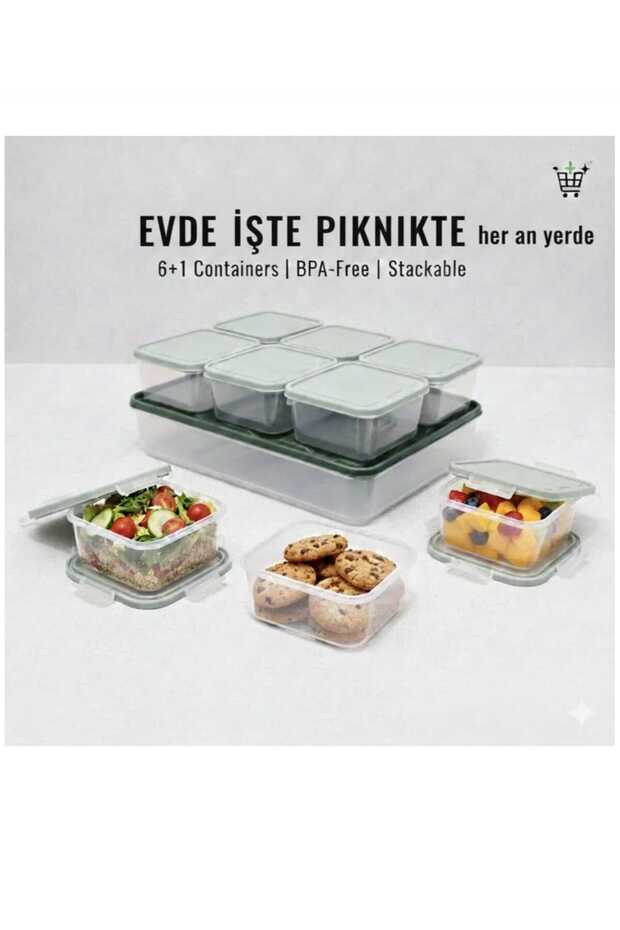 6-Piece Multipurpose Storage Container Set 6 Pieces 350 ml 1 Piece 3.5 Lt Green Multipurpose Set