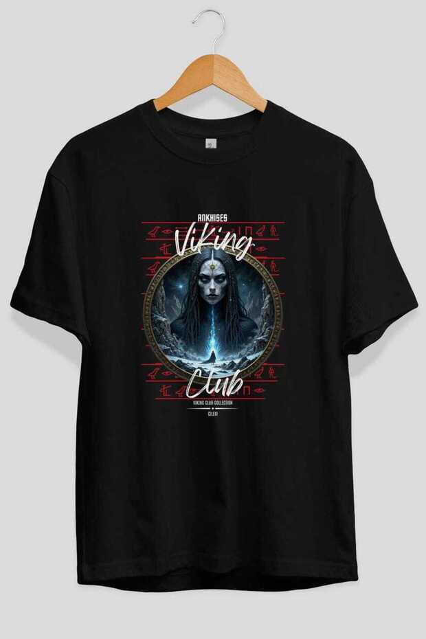 Viking Mythology 11 Pre-Printed Black Oversize T-Shirt Men Women Cotton Crew Neck T-Shirt