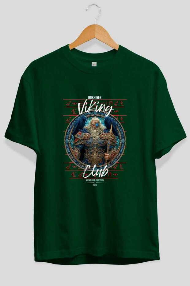 Odin Front Printed Green Oversize T-Shirt Men Women Cotton Crew Neck Tshirt