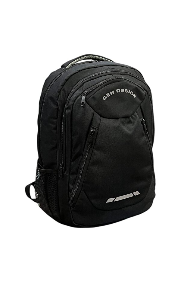 Black Multi-Pocket Backpack, School Bag - 5