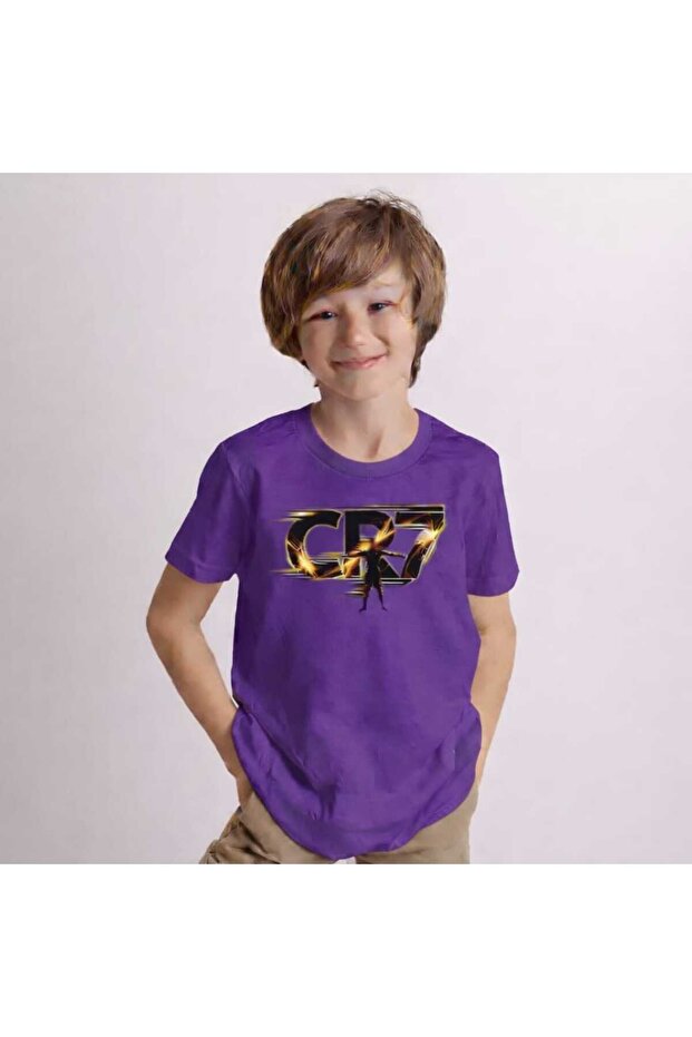 Cr7 Printed Purple Kids T-Shirt