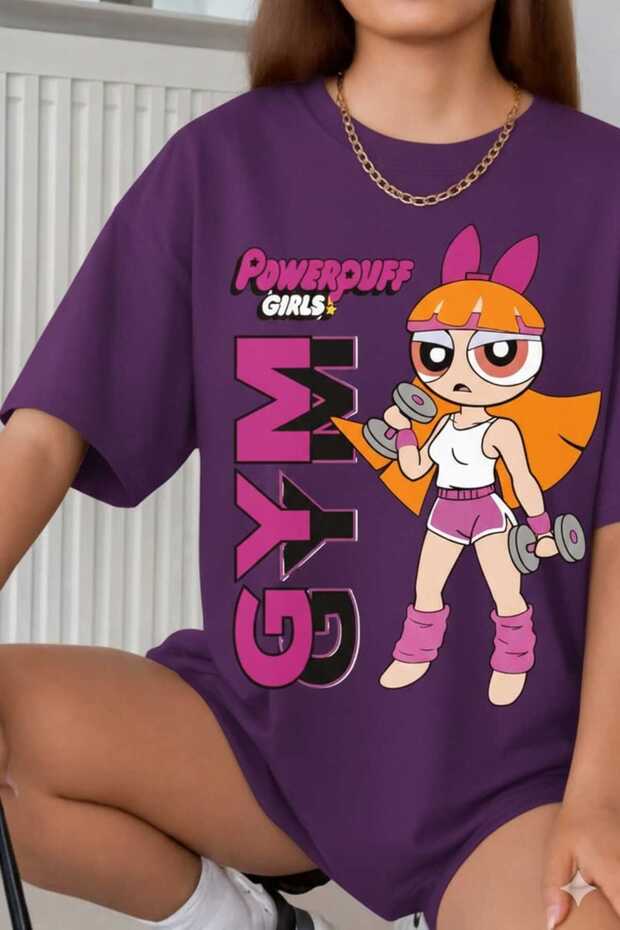 Powerpuff Girls Printed Purple T-Shirt