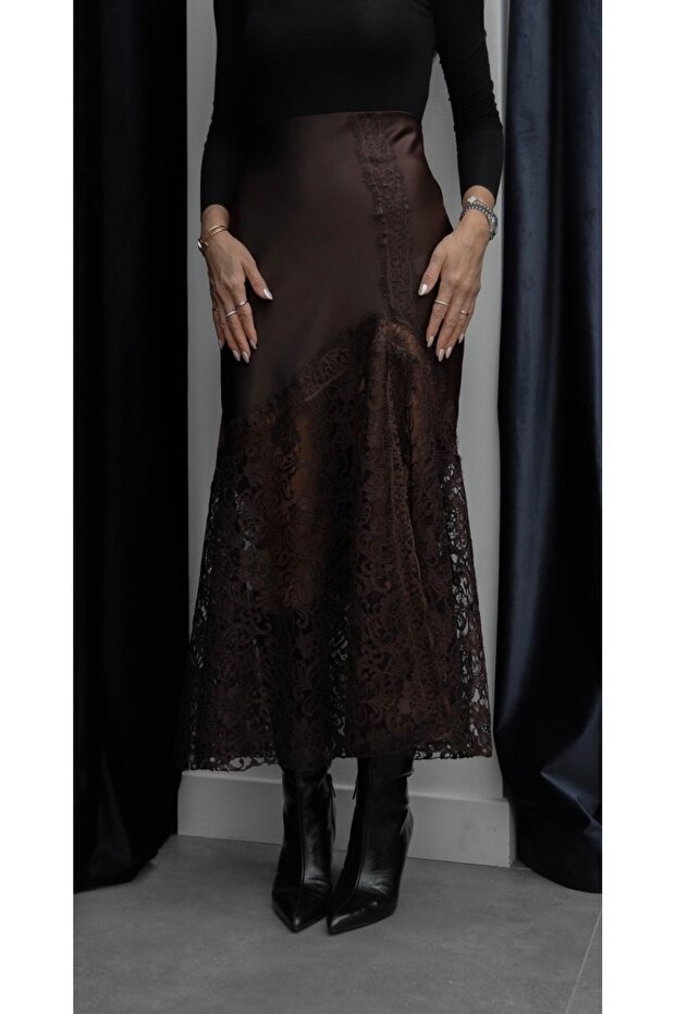 Yarım dantelli etek - 1