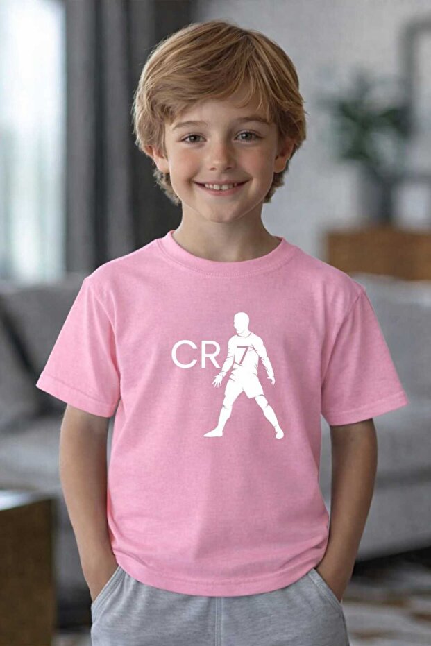 Ronaldo Printed Pink Kids T-Shirt