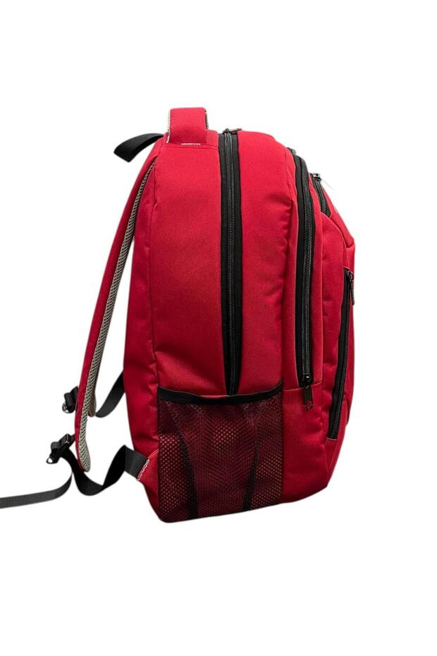 حقيبة ظهر حمراء متعددة الجيوب، حقيبة مدرسية - 4
