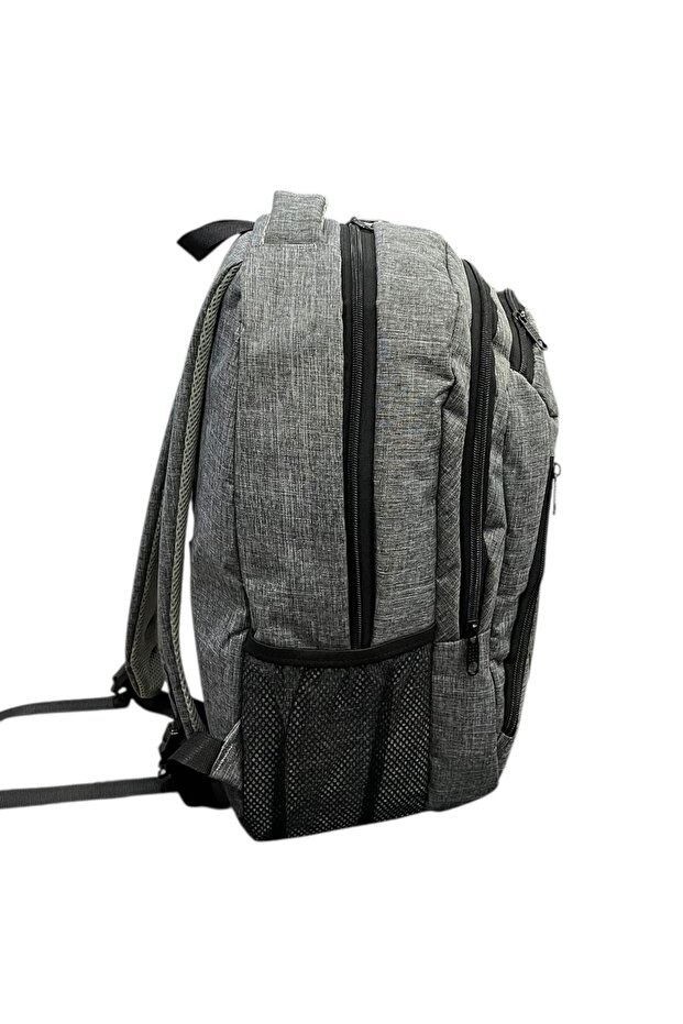 Gray Multi-Pocket Backpack, School Bag - 3
