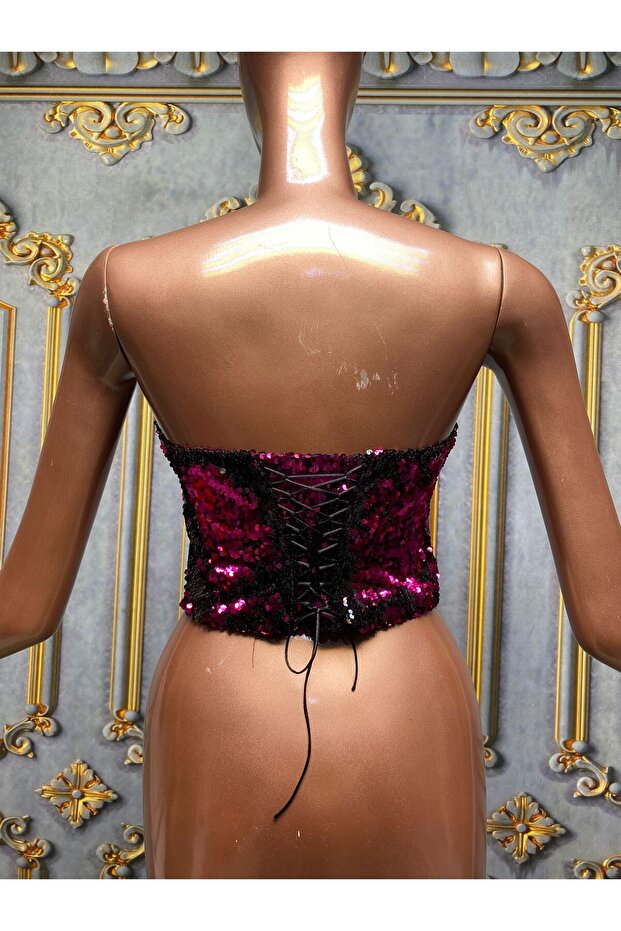 Fuşya Pullu Korse Büstiyer - 5