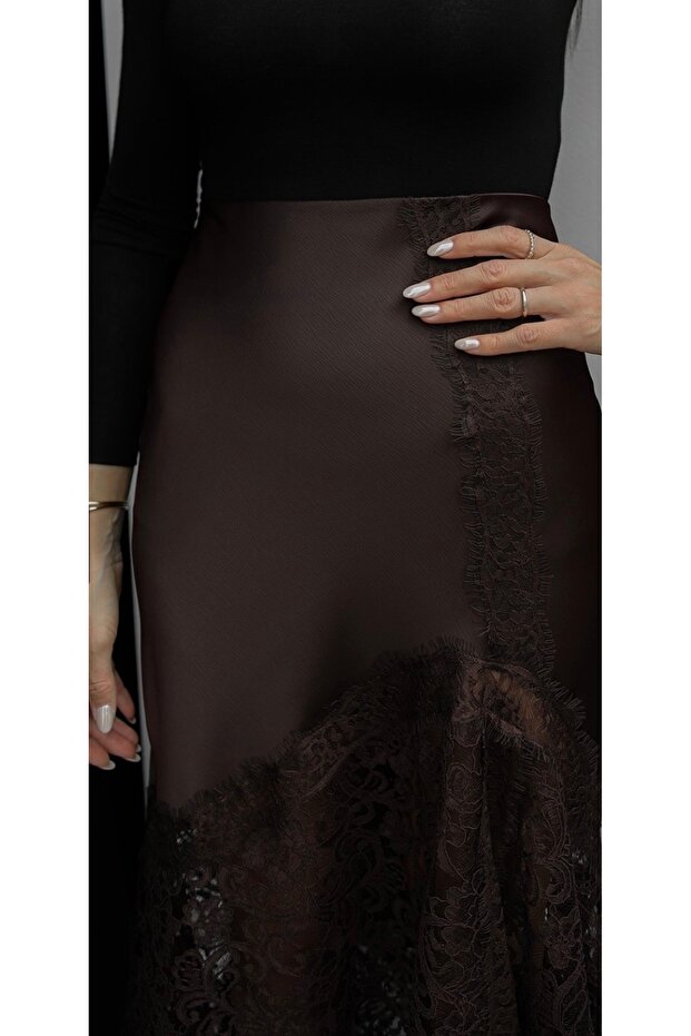 Yarım dantelli etek - 2