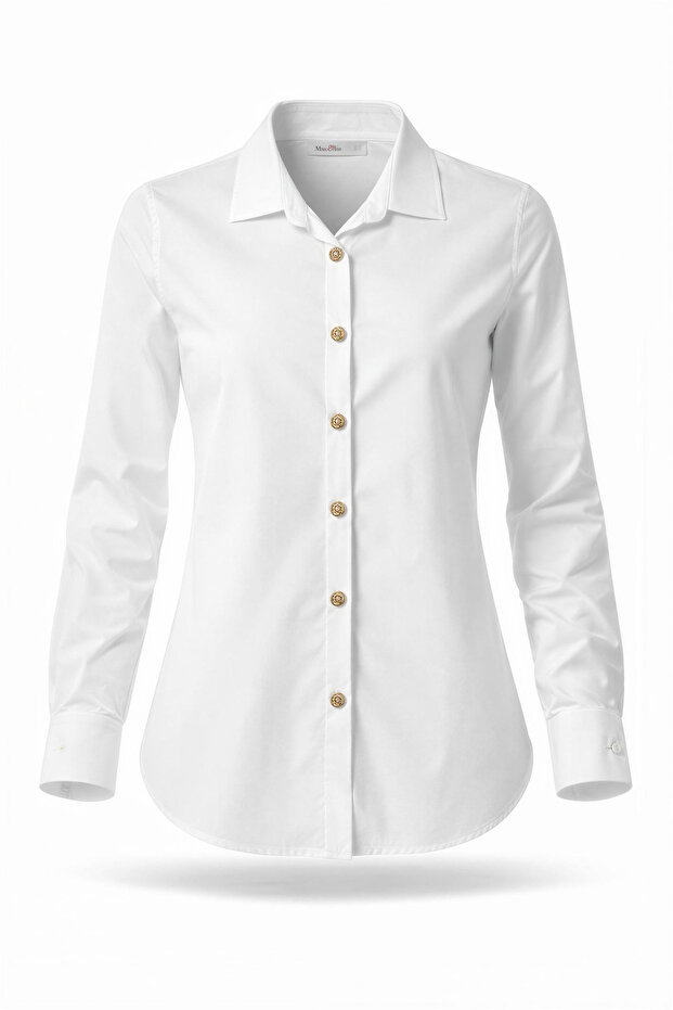 Women's White Gold Buttoned Shirt