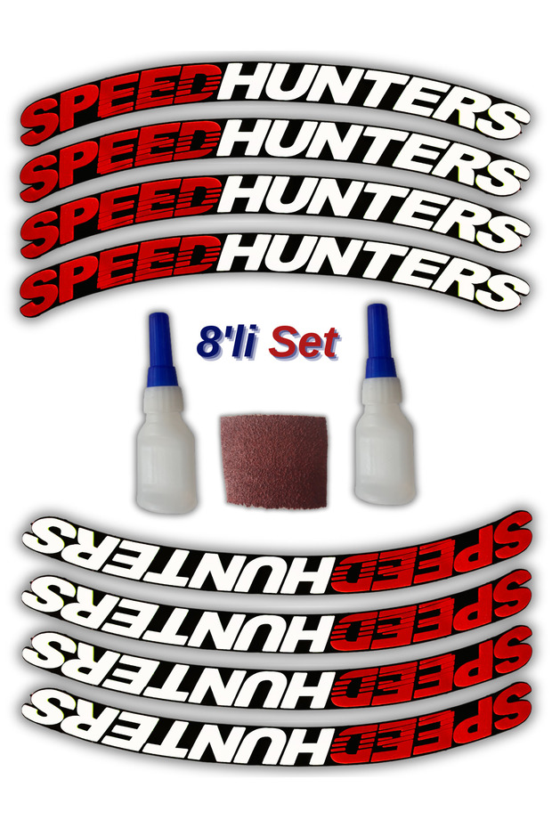 Speed Hunters 3D Automobile Wheel Tire Lettering Sticker Crest Stripe Motorcycle - Set of 8