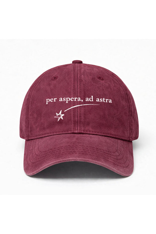 ''Per Aspera Ad Astra'' Embroidered Washable Cap / Embroidered Washed Cap from the Difficulties to the Stars
