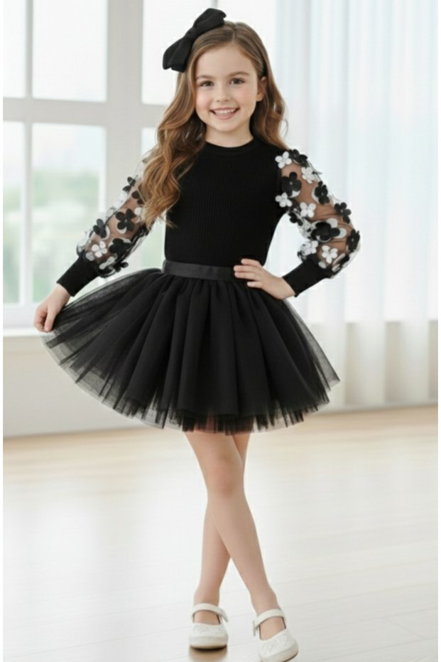 Girl's Floral 3-Piece Set for Special Occasions and Holidays Skirt Set