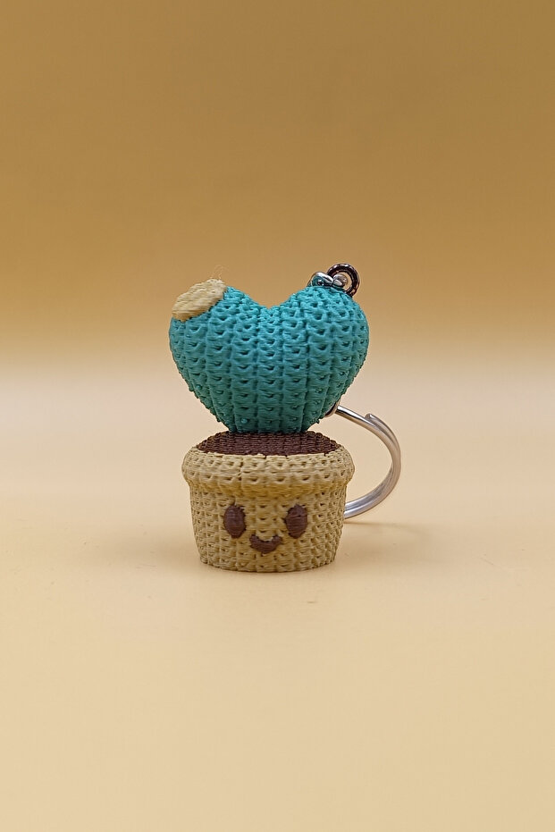 Knitted Patterned Heart Flower Keychain (Plastic)