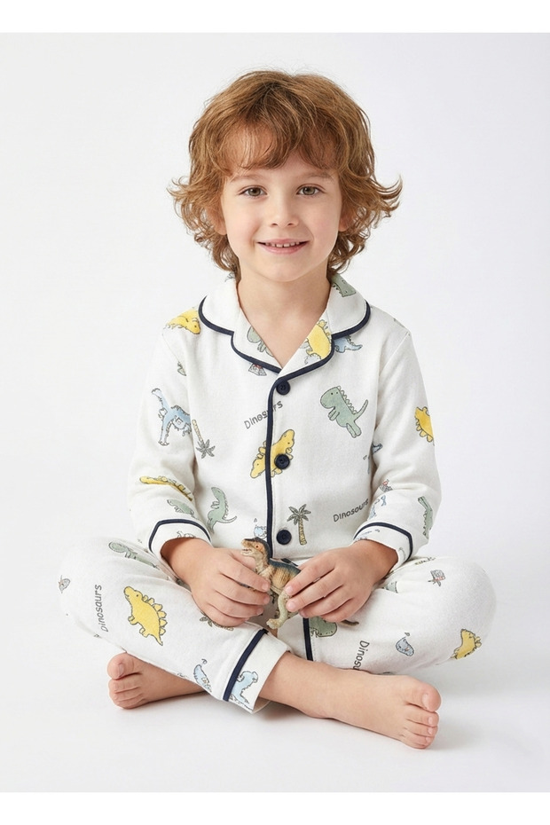 مجموعة بيجامة منقوشة على شكل ديناصور - 3