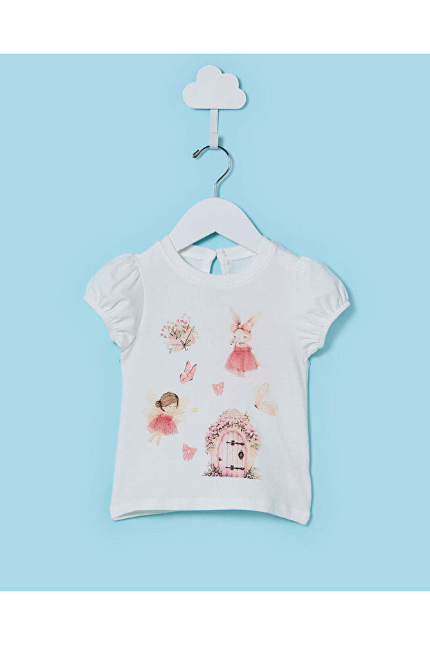 Infant Girls White Fairies Printed T-Shirt