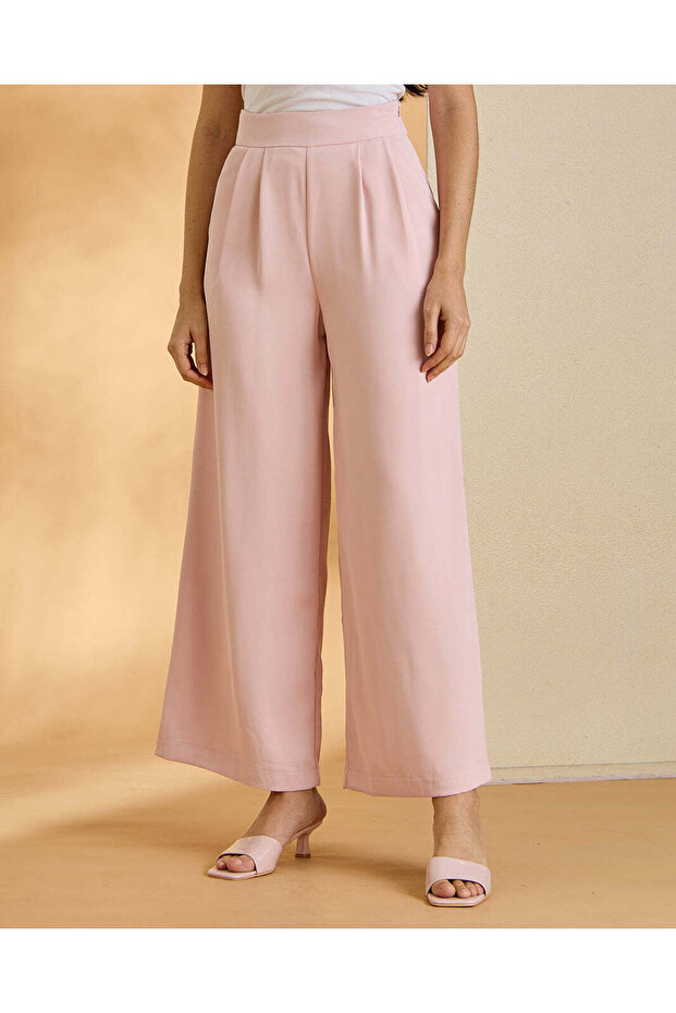 Women Pink Wide Leg Trousers