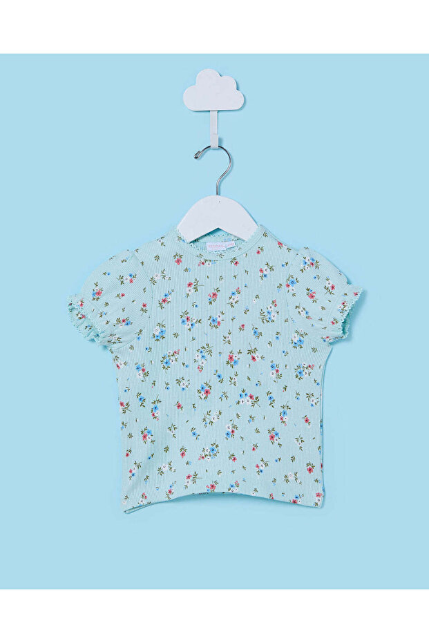 Infant Girls Blue Printed T-Shirt