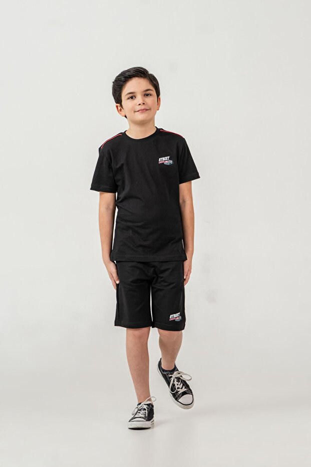 Street Legend Printed Boys' Shorts - T-Shirt Set