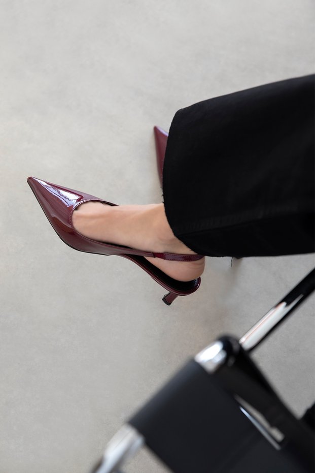 Molly Women's Heeled Patent Leather Shoes Burgundy