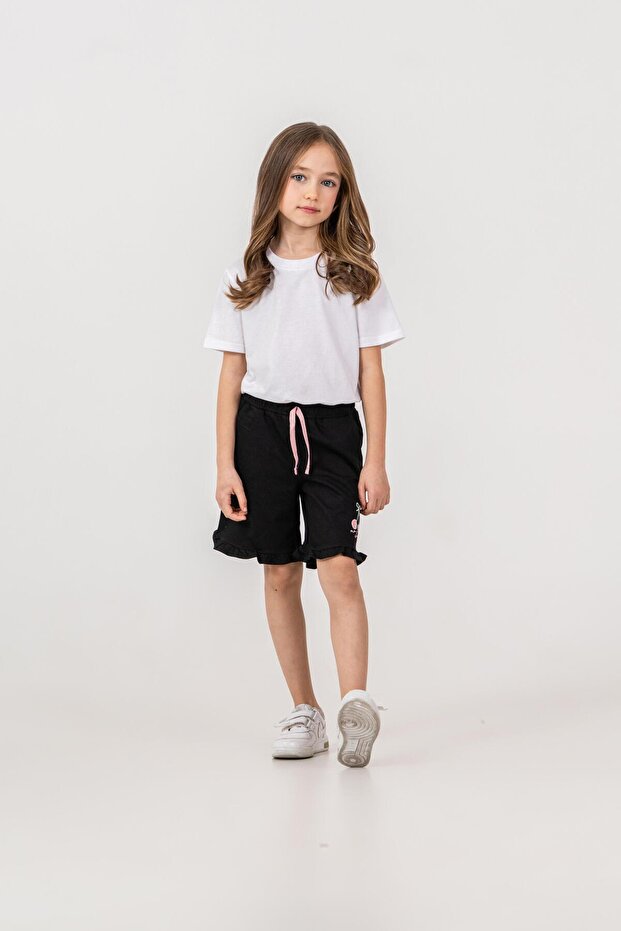 Ruffled Cherry Printed Girls' Shorts