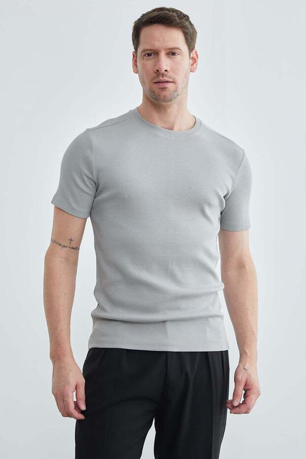 Basic Fitilli Bisiklet Yaka Tişört - 4