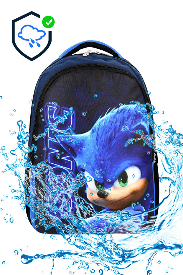 Sonic Printed Waterproof Primary School Backpack and Lunch Set - 3
