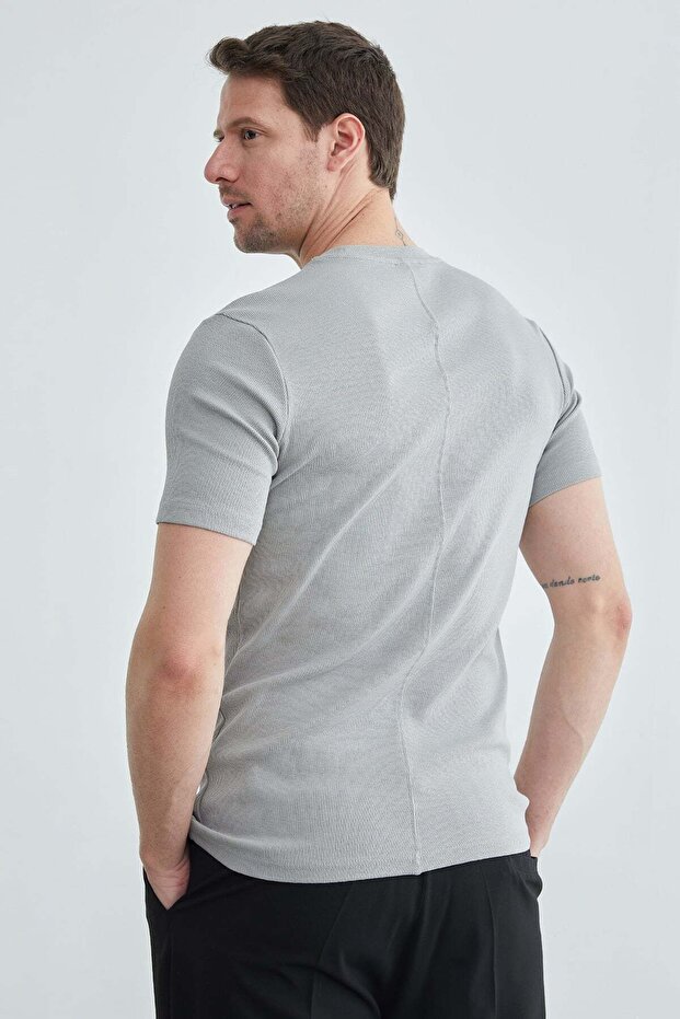 Basic Fitilli Bisiklet Yaka Tişört - 7