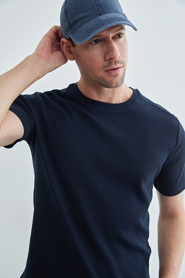 Basic Fitilli Bisiklet Yaka Tişört - 3