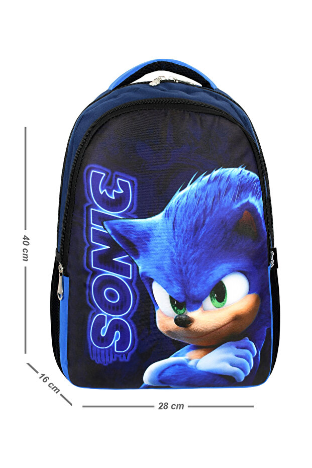 Sonic Printed Waterproof Primary School Backpack and Lunch Set - 2