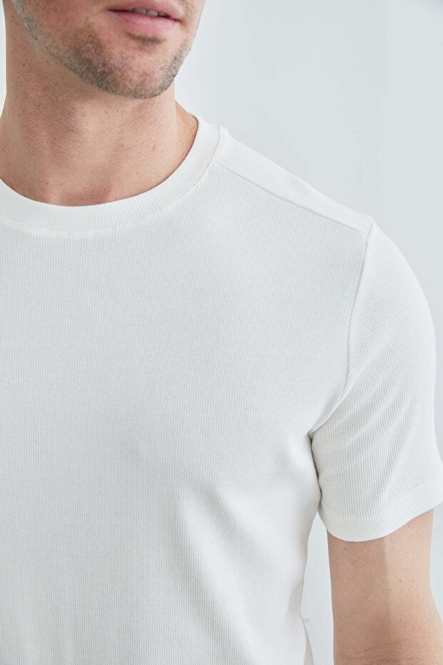 Basic Fitilli Bisiklet Yaka Tişört - 6