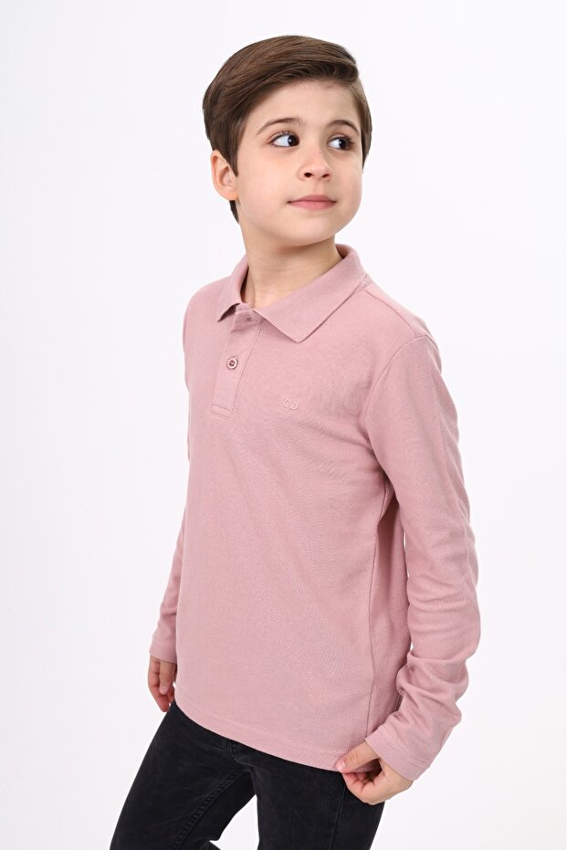 Unisex Polo Neck Buttoned Long Sleeve T-Shirt