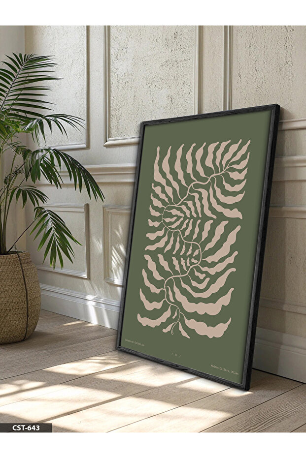 Boho Style Plant One-Piece Black Wooden Framed Painting