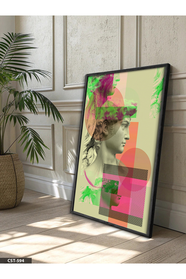 David Statue One Piece Black Wooden Framed Painting