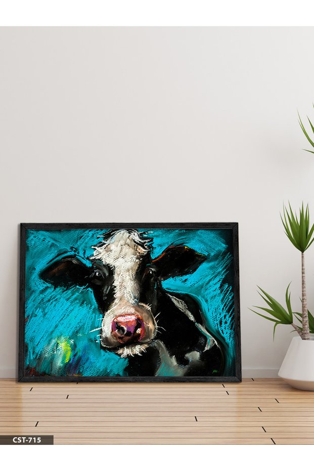 Patel Boya Appearance Cow One-Piece Black Wooden Framed Painting