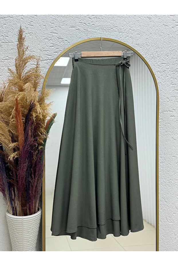 Tülay Side Tie Zippered Skirt-Ml2125 Khaki