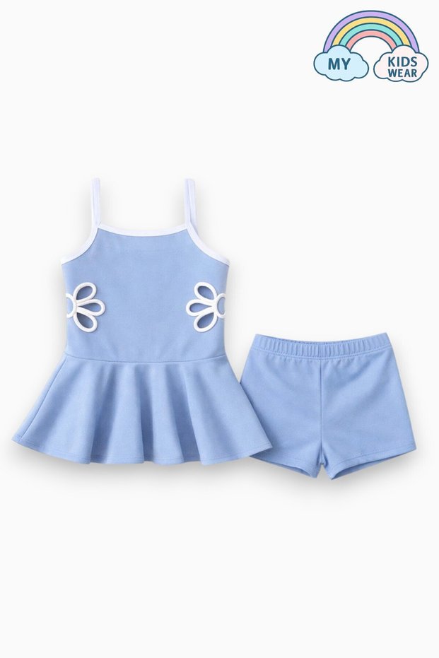 Girl's Waiter Boy Swimsuit with Embroidery Detail, Ages 5-14, 12590