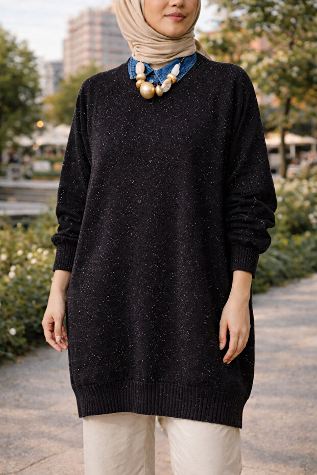 Simli triko tunik - 1