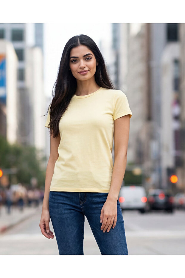 Women Yellow Round Neck T-Shirt