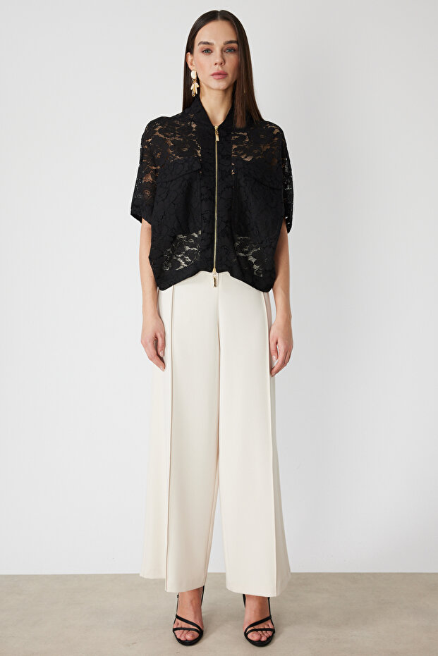 Kapak Cepli Dantelli Ceket - 3