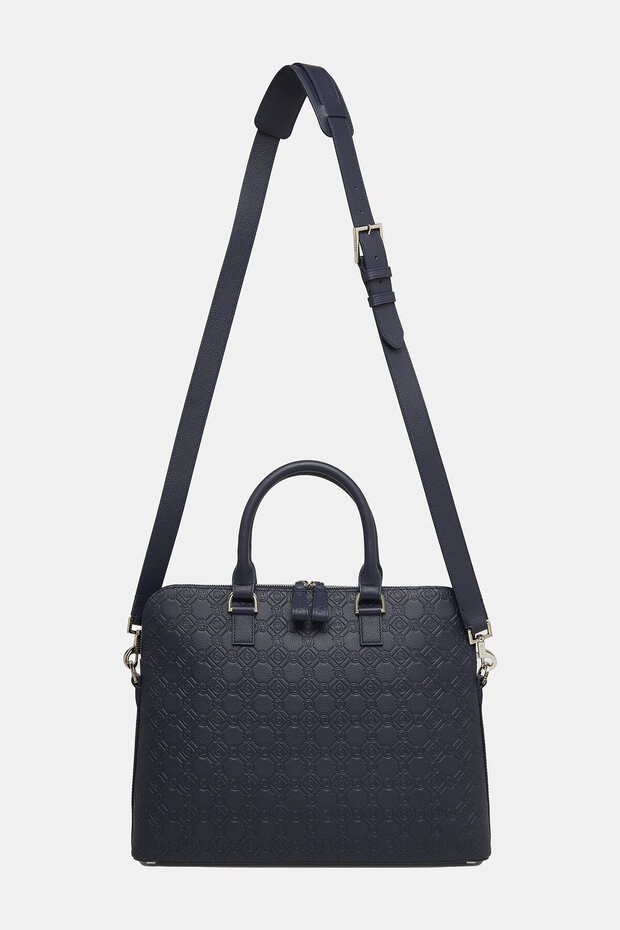 LACİVERT MONOGRAM DERİ ÇANTA - 2